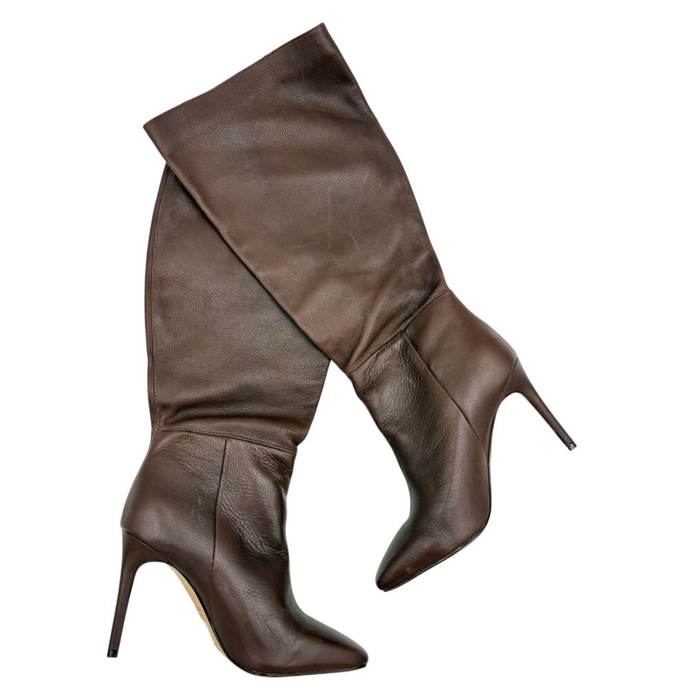 9 ALDO Chocolate Brown Soft Leather Slouchy Square Toe Boots